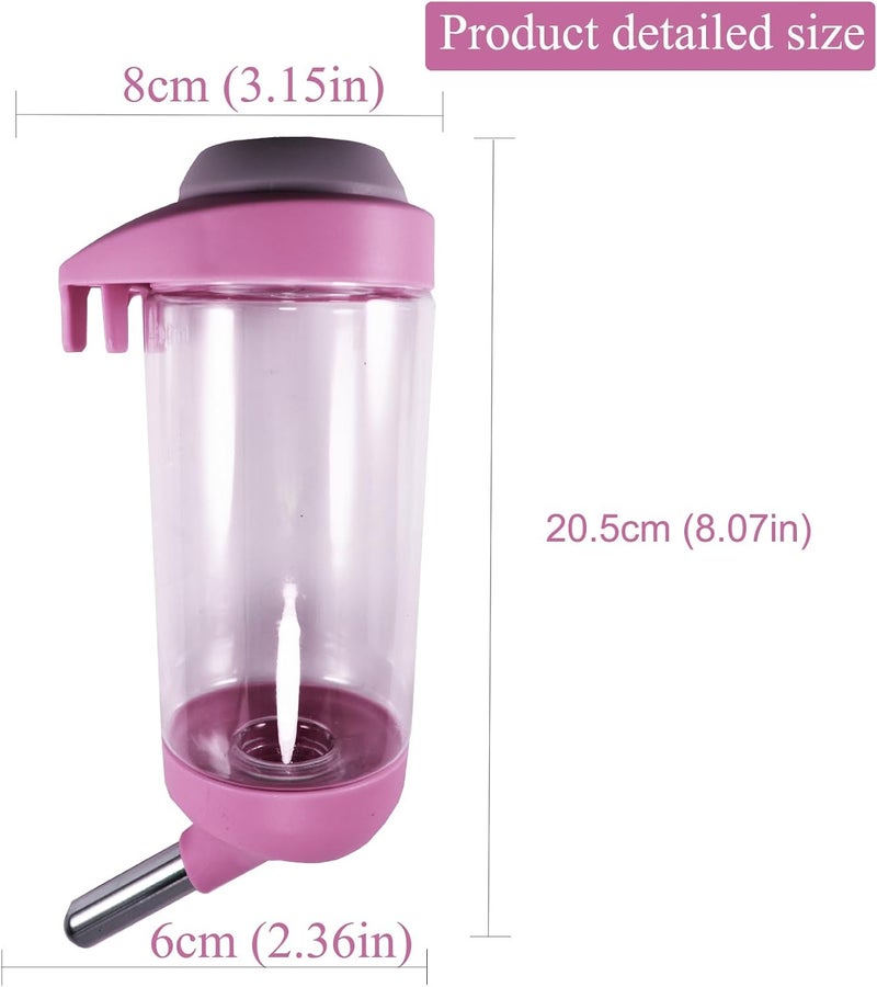 DEEUCHIS Dog Crate Water Bottle Dispenser - No Drip Dog Kennel Water Dispenser & Cage Bottle - Easy-to-Use Water Bottle for Cat Crate - Perfect for Keeping Your Pet Hydrated (Pink)-500ML - Image 2
